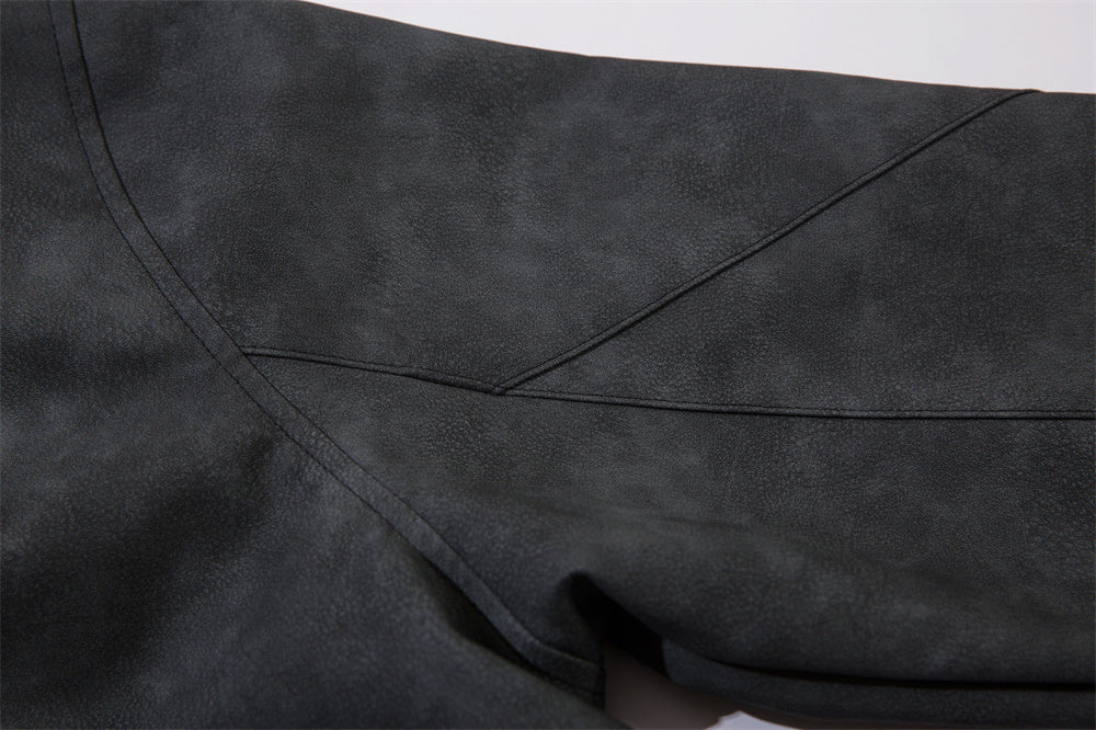 Men's polo collar leather coat lifestyle styled