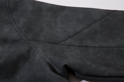 Men's polo collar leather coat lifestyle styled