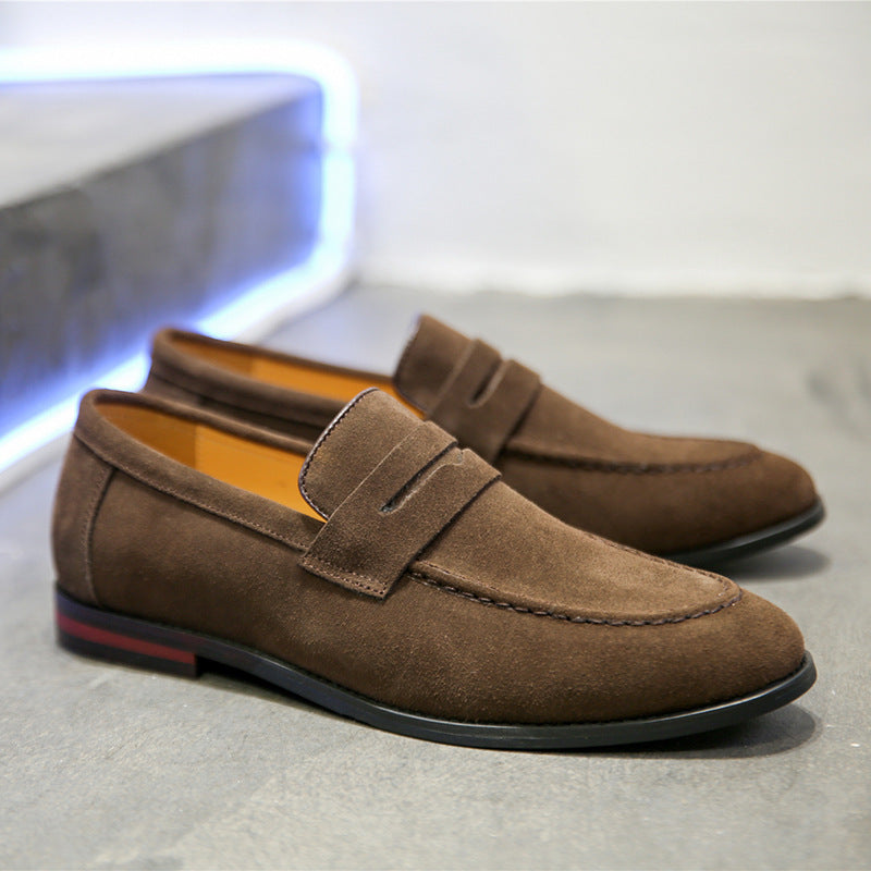 Men's suede penny loafers sole view