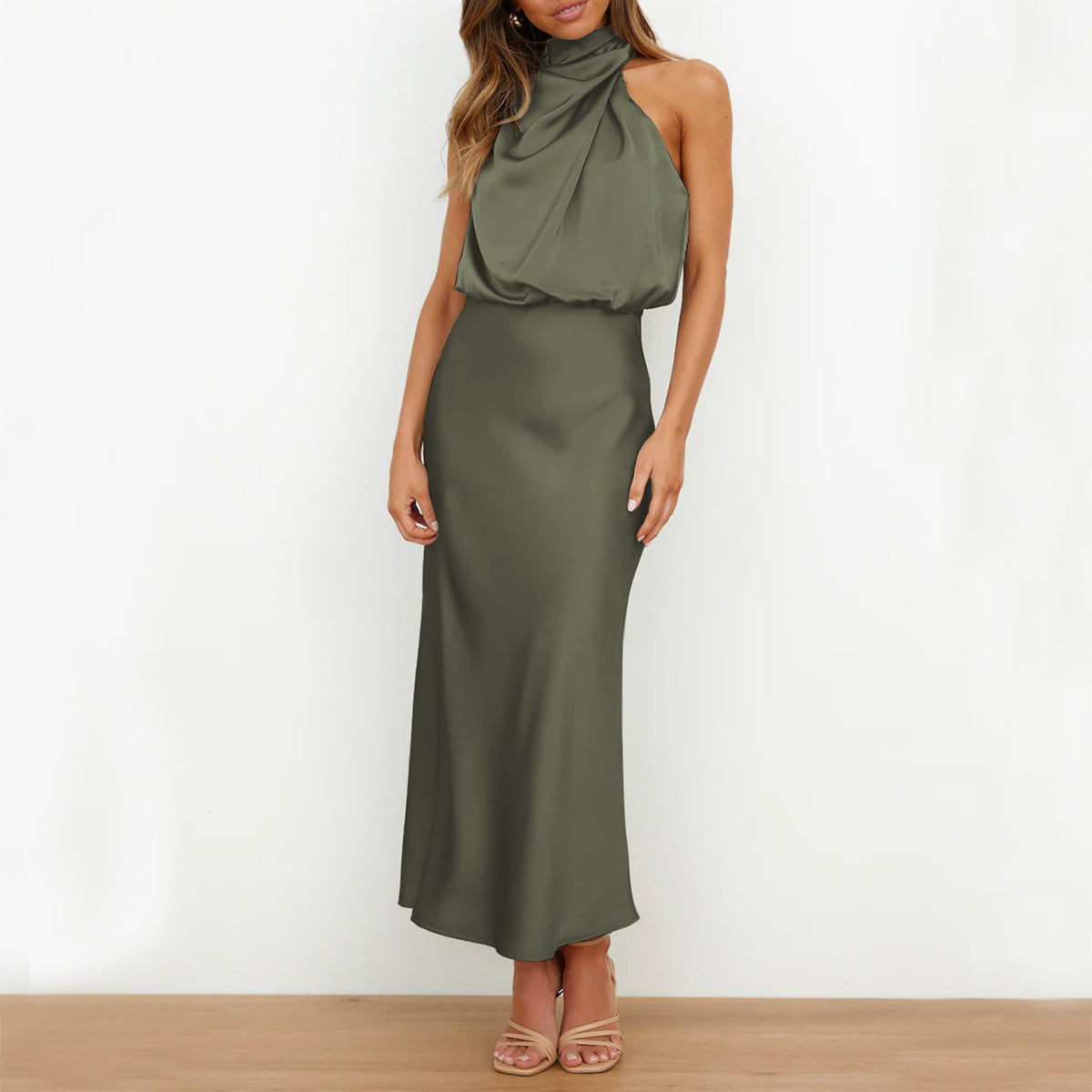 Elegant sleeveless summer dress color options