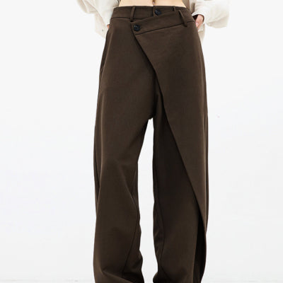Irregular wide leg pants full length