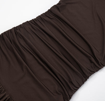 Sleeveless pleated lace dress fabric close-up