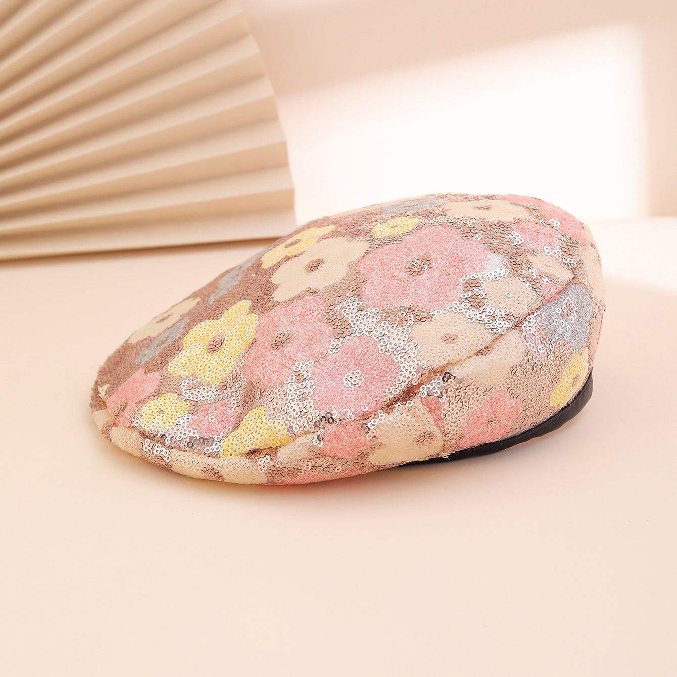 Sequin Flower Beret Hat