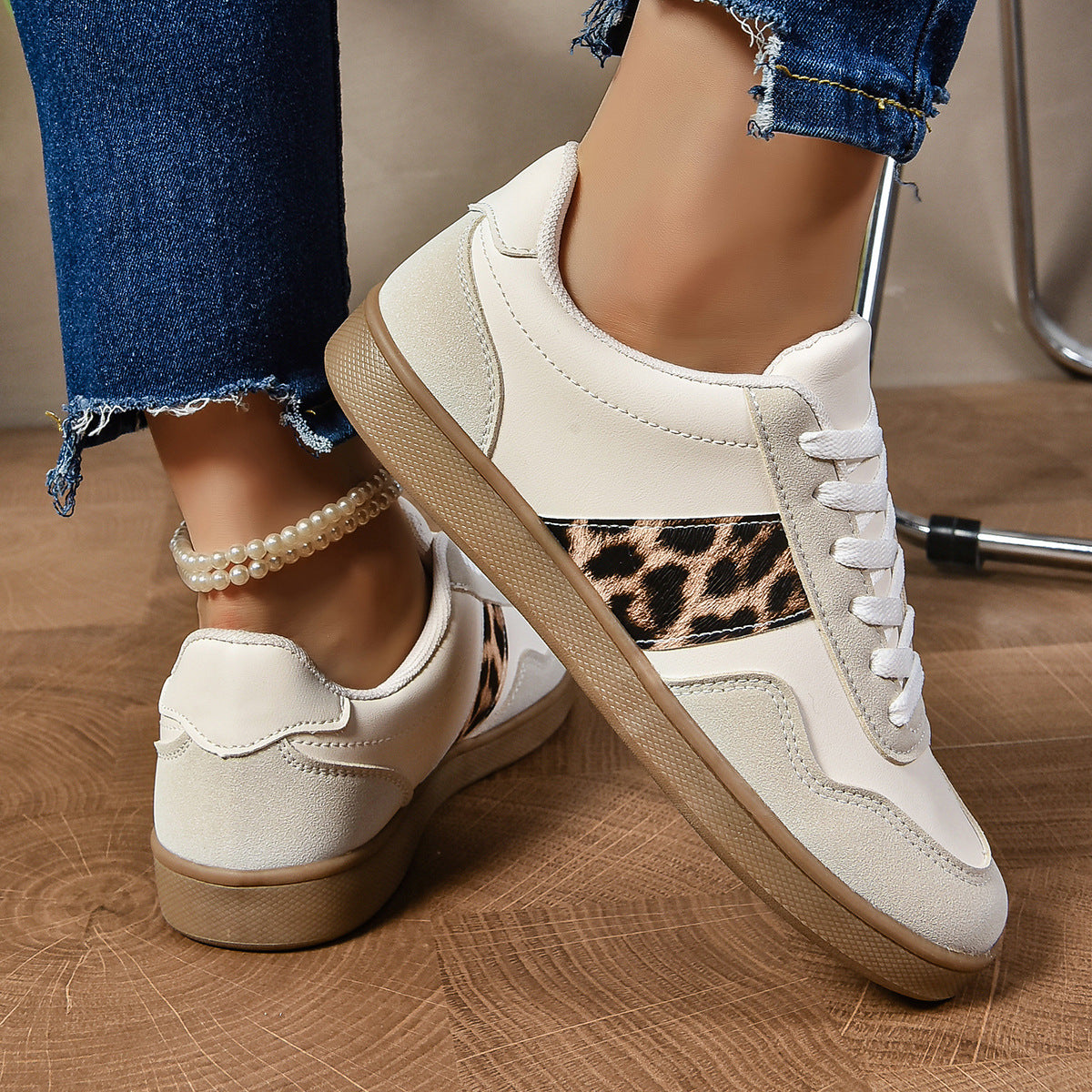 Flat lace-up shoes back view