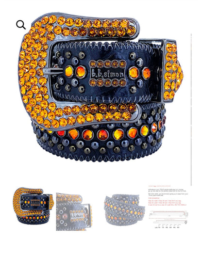 Rhinestone Leather Belt