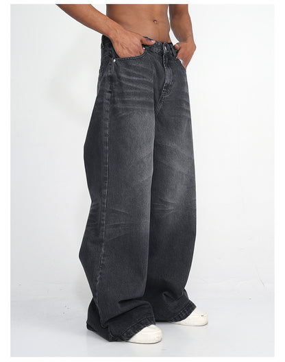 Women's Korean denim trousers back view