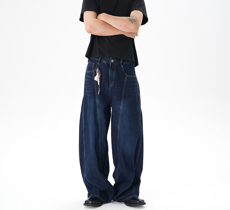 Men's distressed wide leg jeans back view