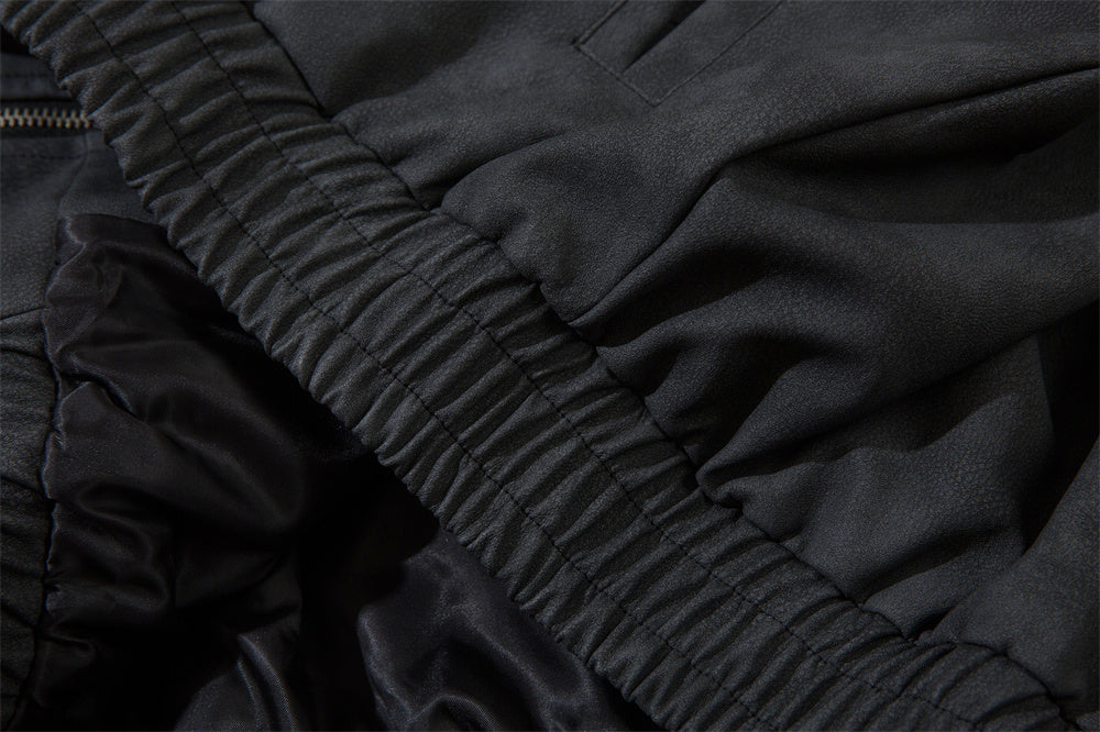Men's polo collar leather coat alternate color