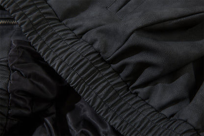 Men's polo collar leather coat alternate color
