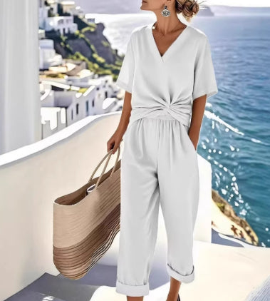 Irregular pleated two-piece set color options