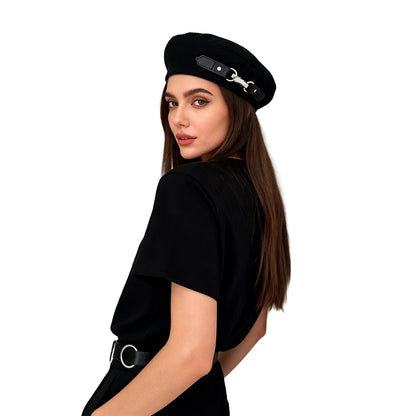 Leather button baseball cap main view