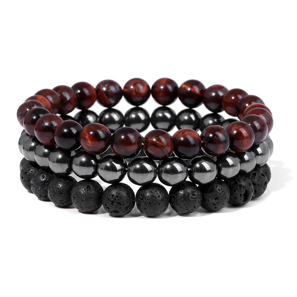 Natural stone bead bracelet close-up