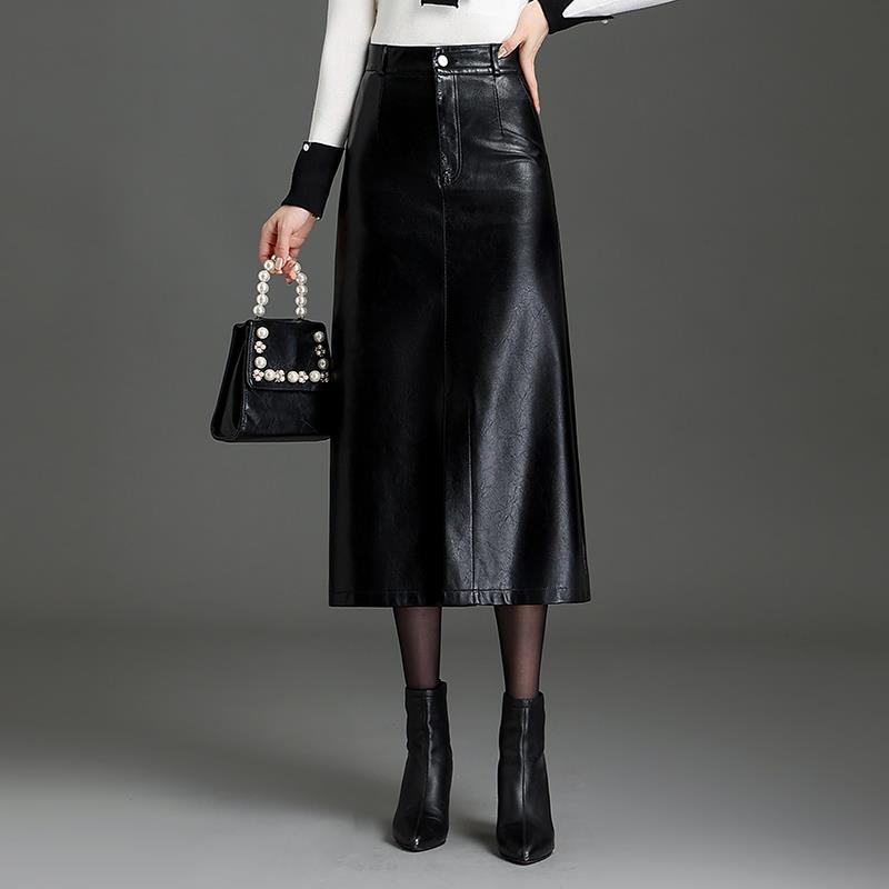 Black PU Midi Skirt