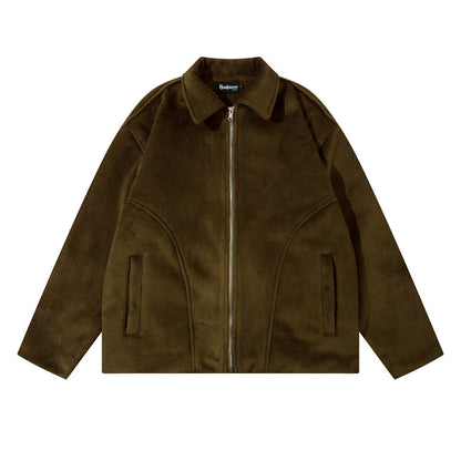 Men's retro wool polo jacket pair view