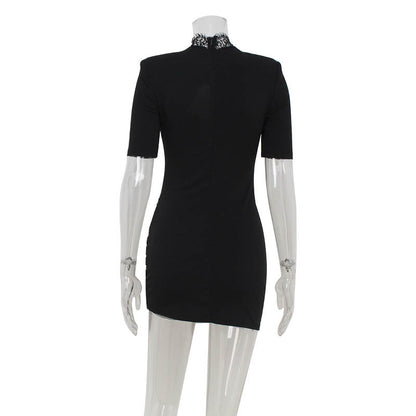 Sexy lace hollow splice dress back view