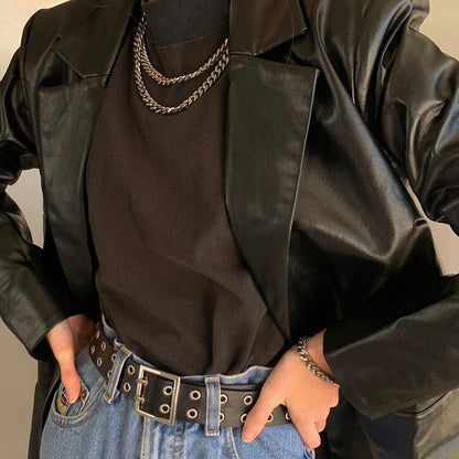 Lapel Casual Leather Jacket