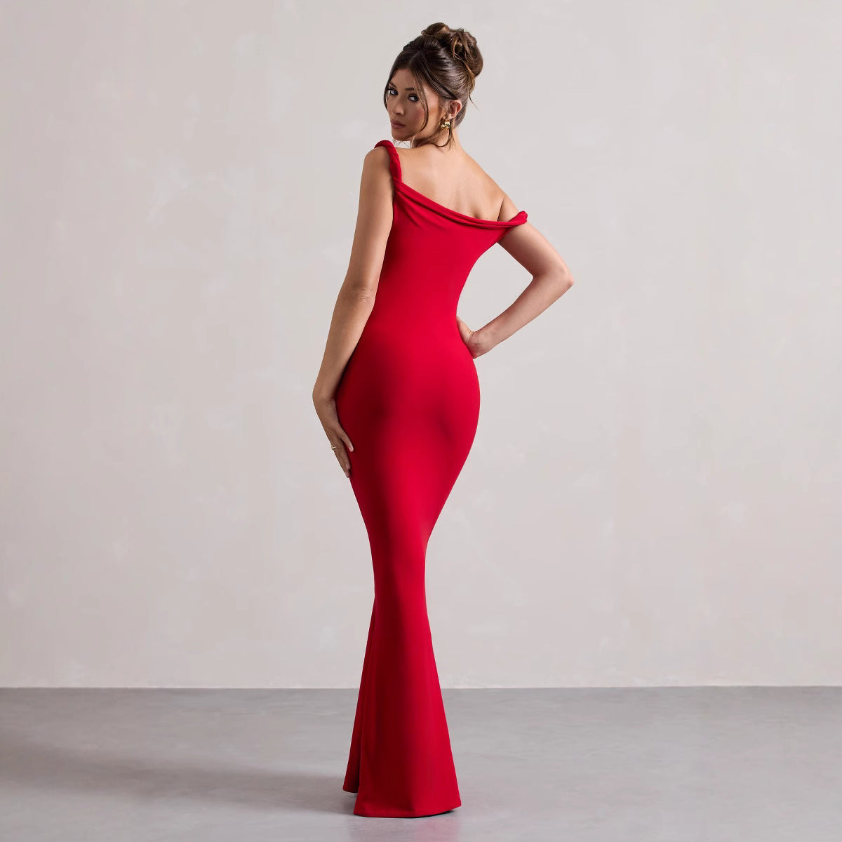 Women's one-shoulder bodycon dress back view