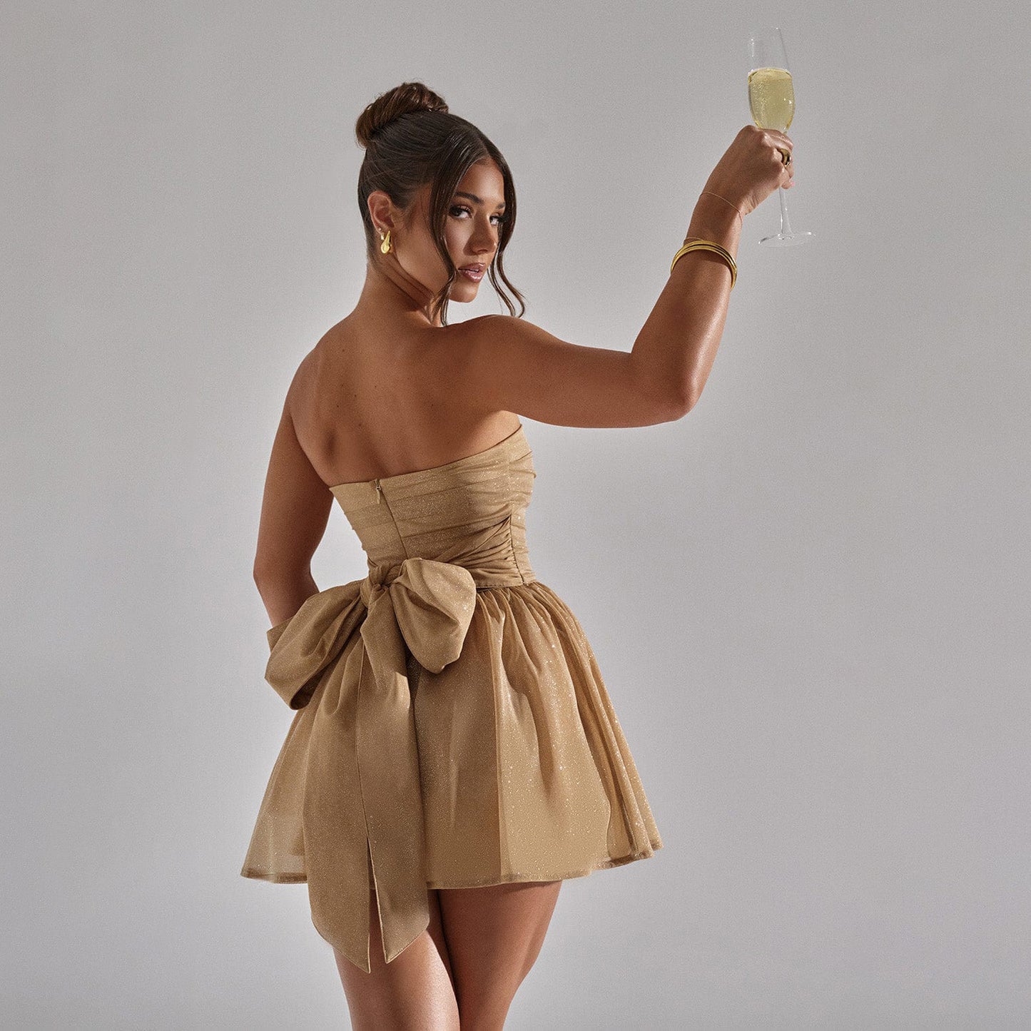 Lace bow tube dress lifestyle