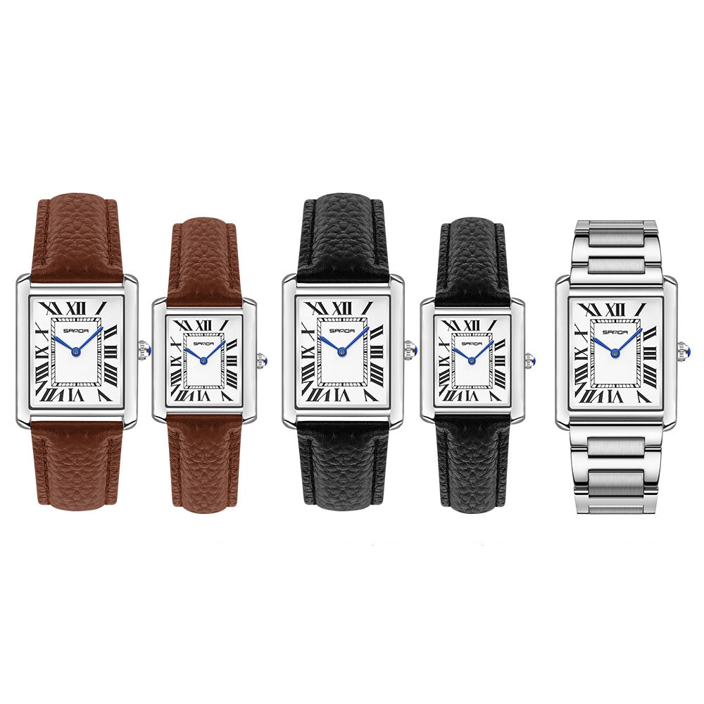 Roman scale couple watch gold detail