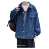 Men's loose fit denim jacket casual streetwear style