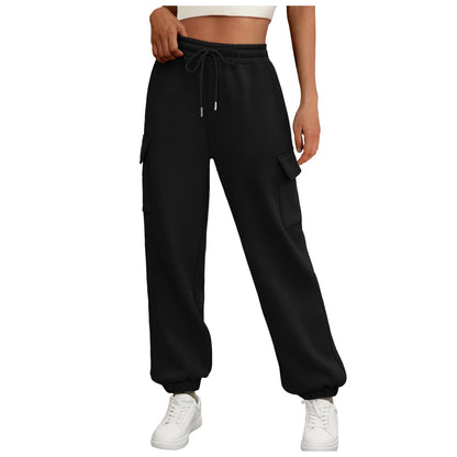 Fleece cargo jogger pants back view
