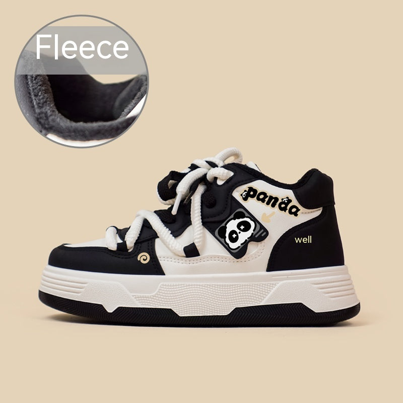 High cut plush shoes side view