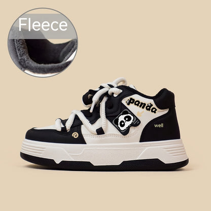 High cut plush shoes side view