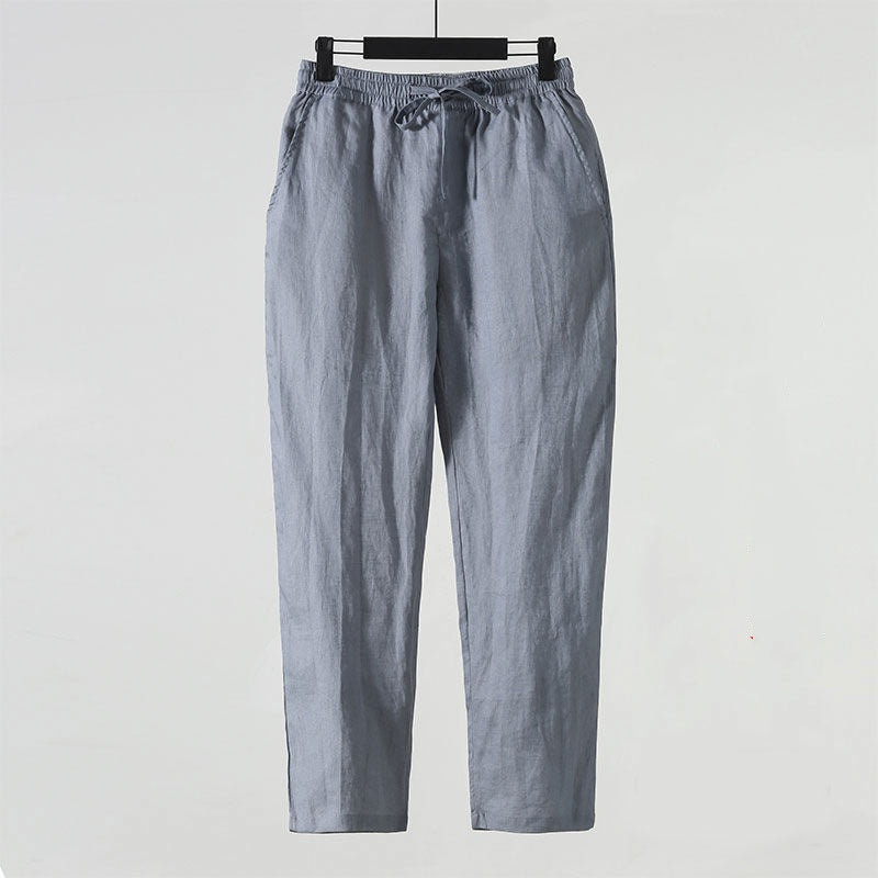 Zanzibar relaxed linen trousers front detail