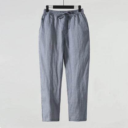 Zanzibar relaxed linen trousers front detail