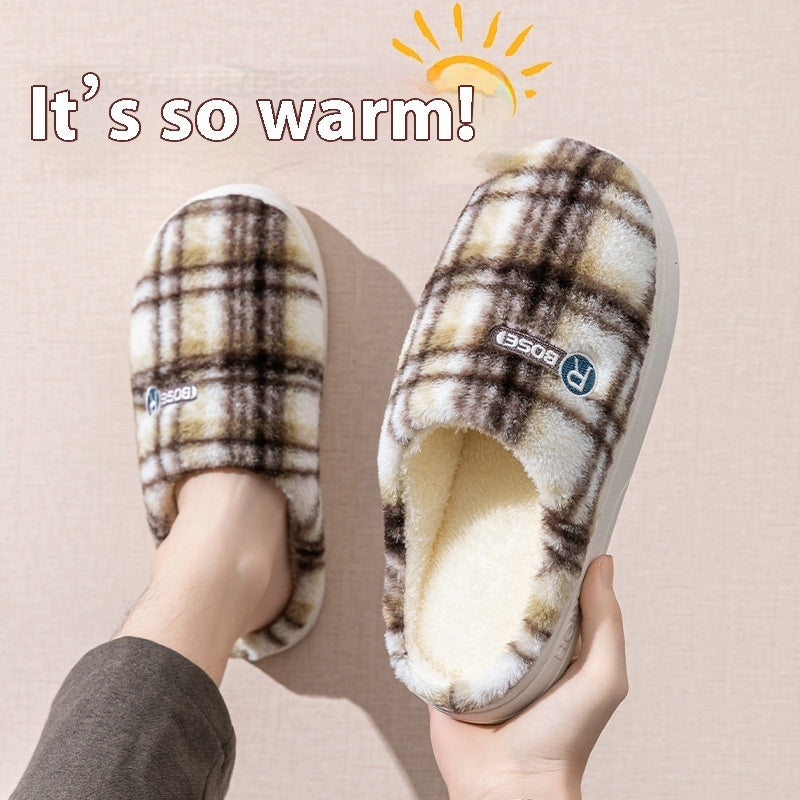 Plush plaid home shoes alternate color