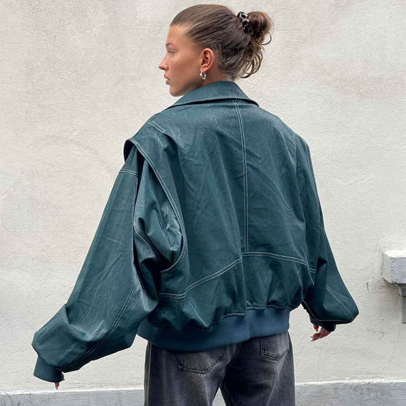 Lapel zip moto jacket styled