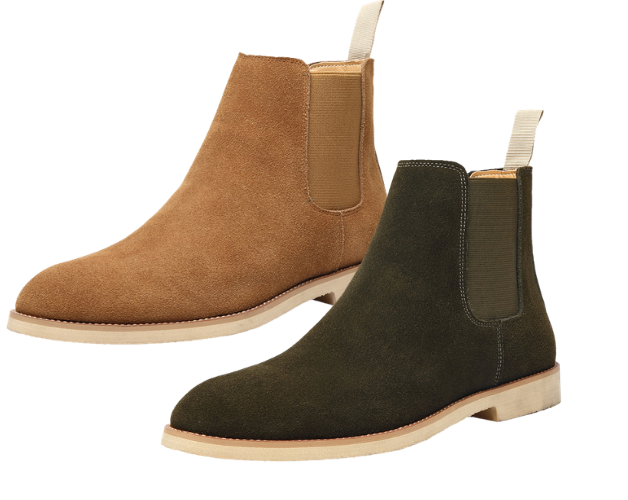 Men's nubuck pointed-toe high-top ankle boots in black