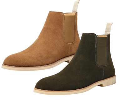 Men's nubuck pointed-toe high-top ankle boots in black