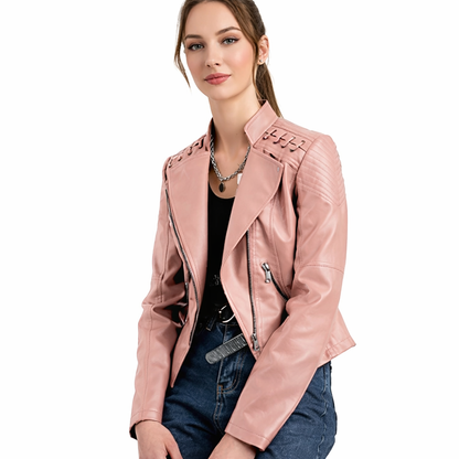 Women’s Short Slim Fit Leather Jacket