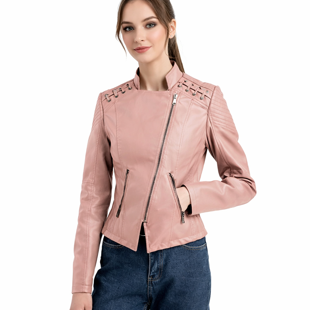 Women’s Short Slim Fit Leather Jacket
