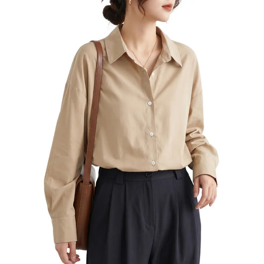 Women's classic chic shirt main view on model