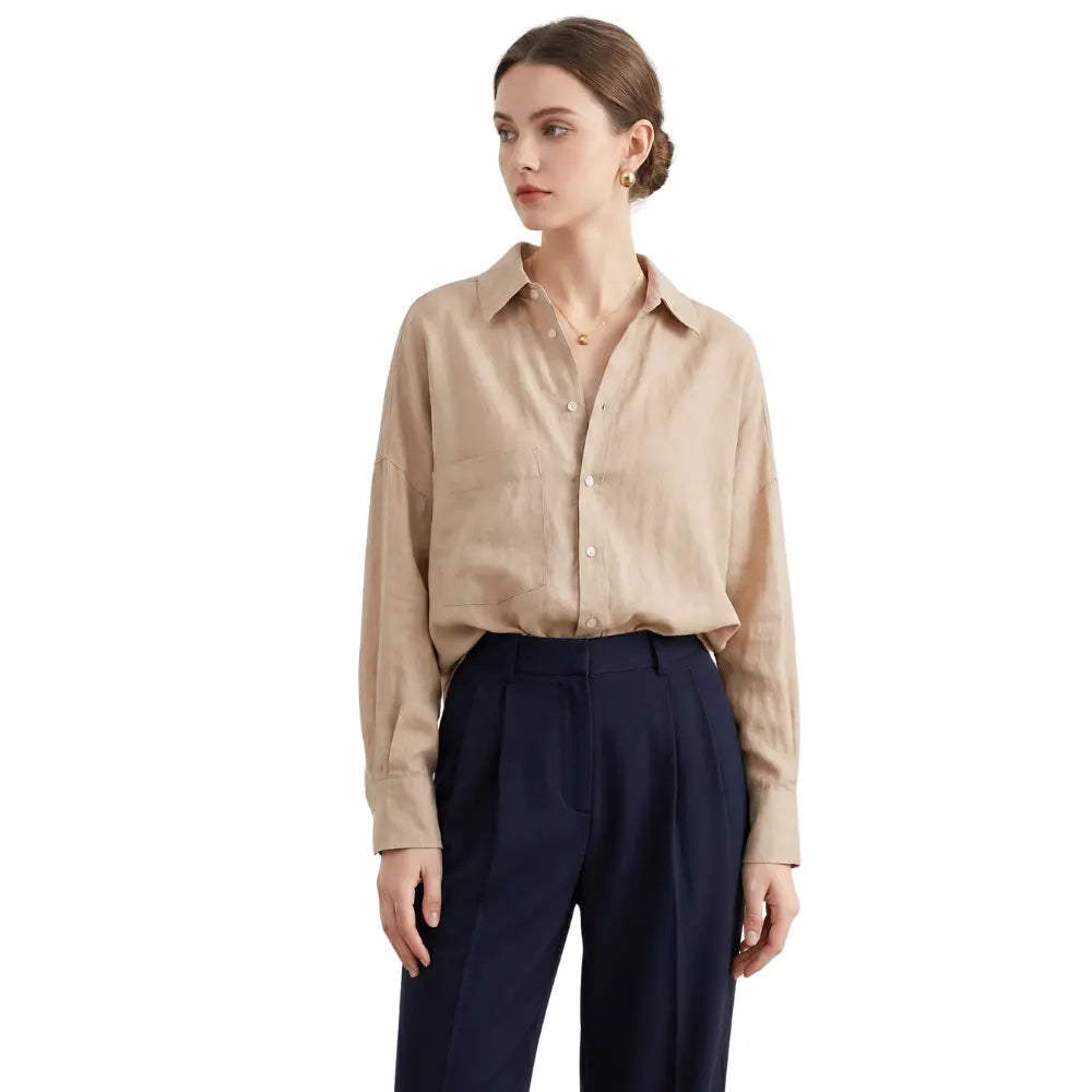 Women's estate linen shirt old money relaxed summer fit