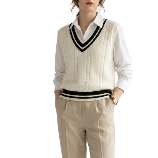 Women's rich knit sweater vest preppy old money style