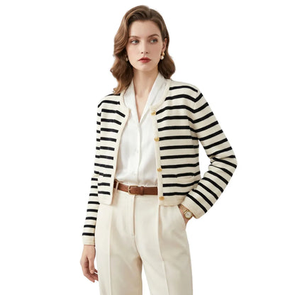 Women's premium striped wool vest preppy old money knit