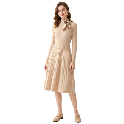 Women's pure cashmere flare dress old money evening elegance