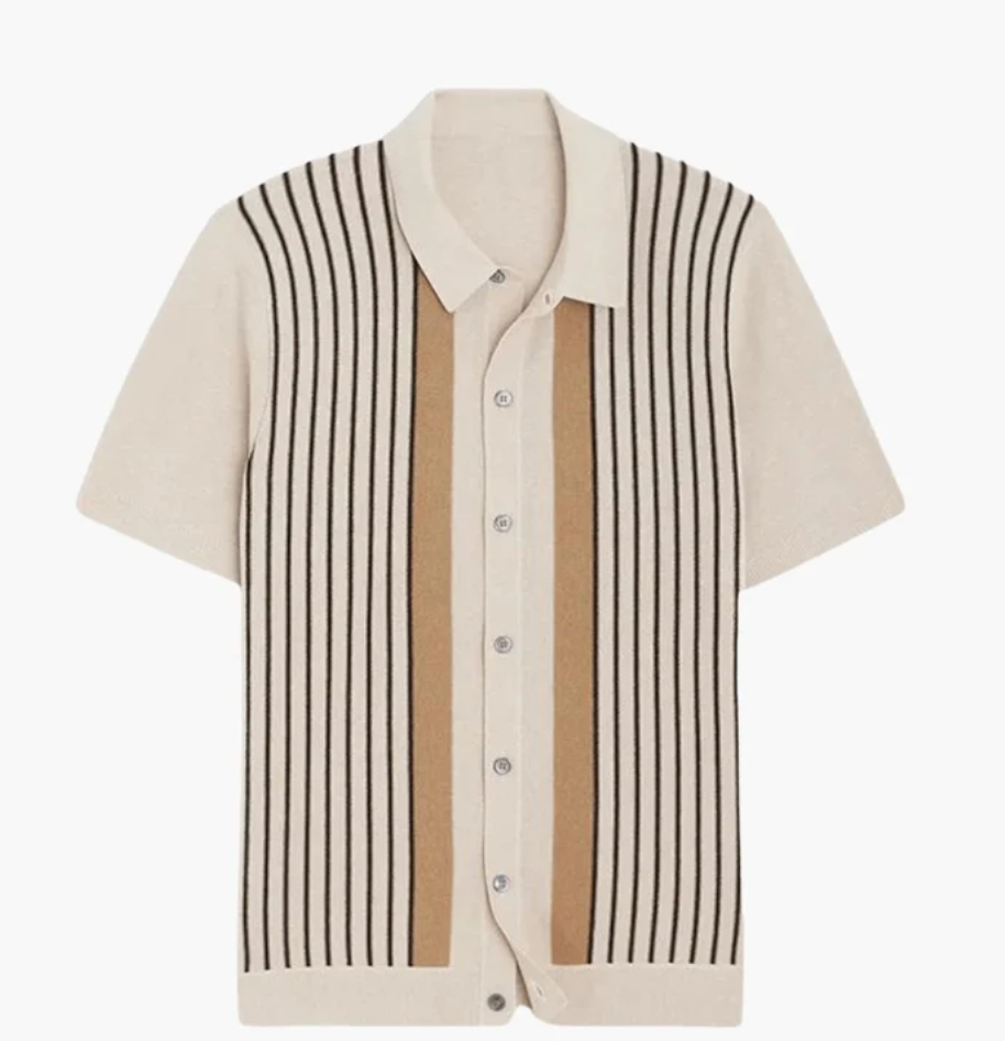 Monte Carlo knit polo side view striped