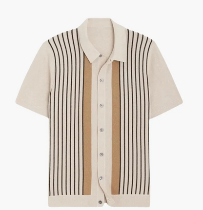 Monte Carlo knit polo side view striped