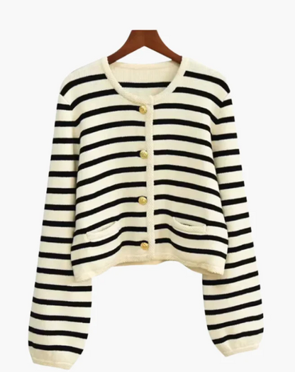 Women's premium striped wool vest side view