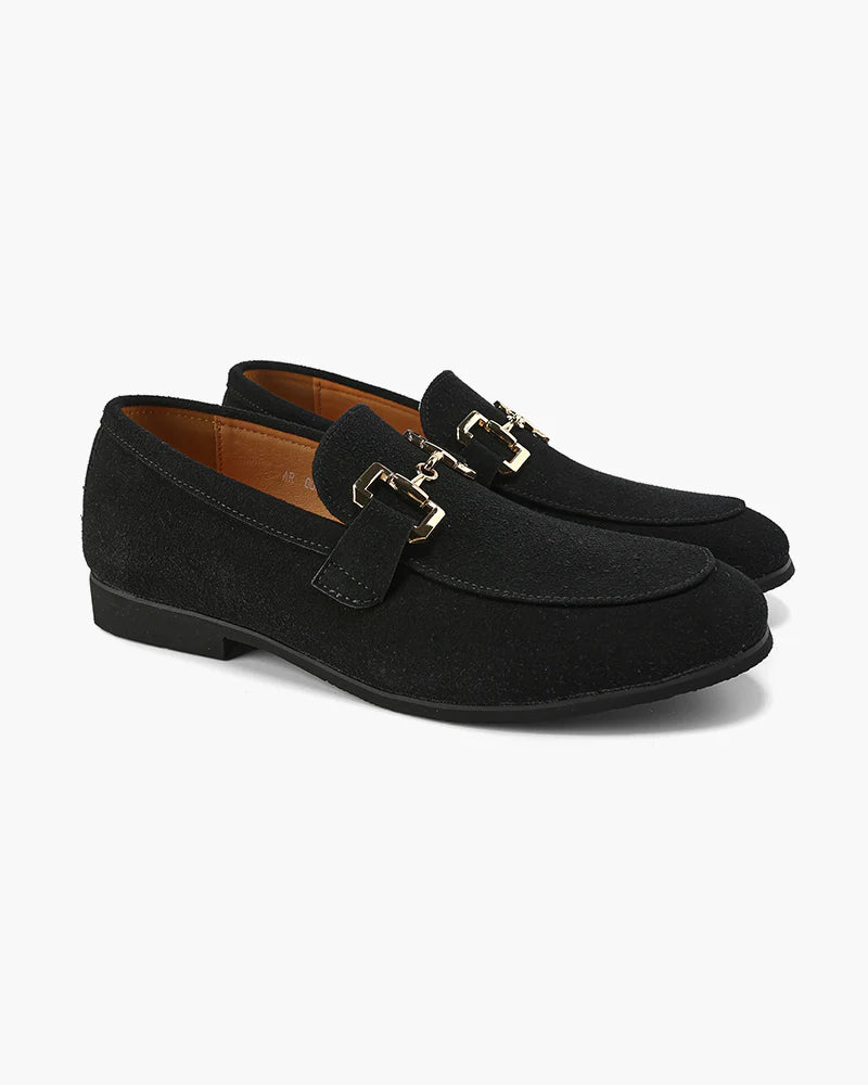 Men's luxury suede loafer old money shoes in black