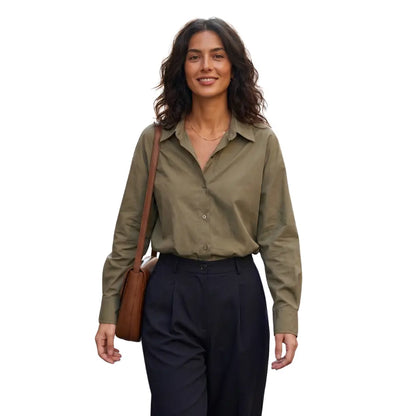 Women's premium classic chic shirt side view