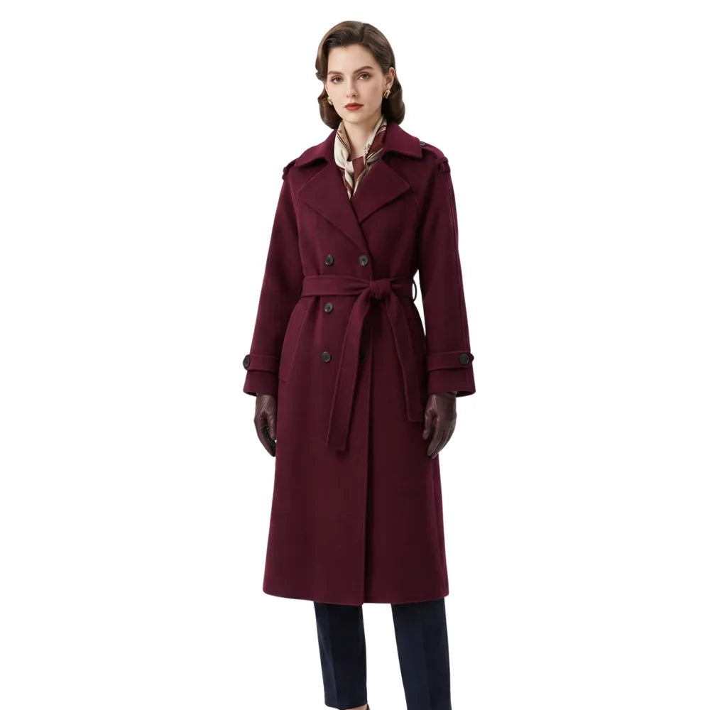 Women's premium heritage trench coat side view