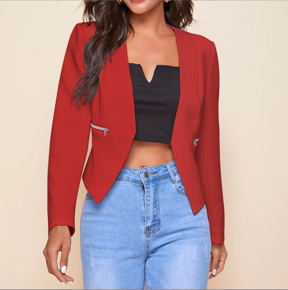 Zip pocket cardigan jacket close-up