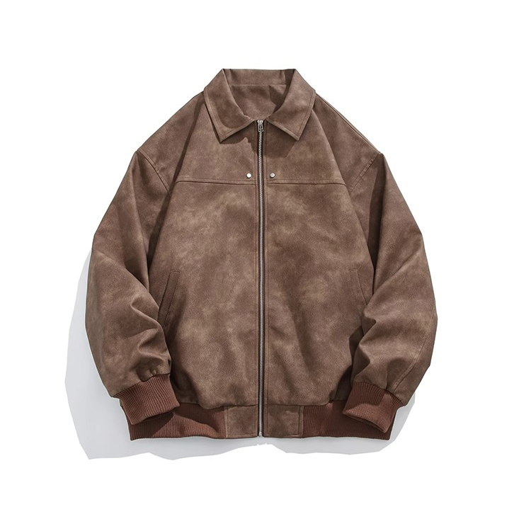 Retro brown Maillard jacket back view