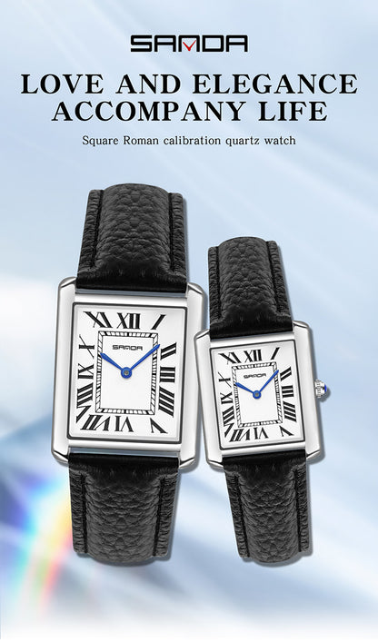Roman scale couple watch dial close-up