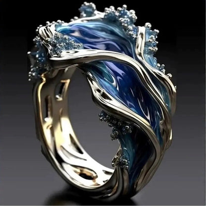 Wave oil drop diamond ring alternate color